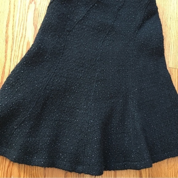Vintage 90's Etam Black Wool Blend Textured Ruffle Hem A-line Flare Skirt - Picture 12 of 16